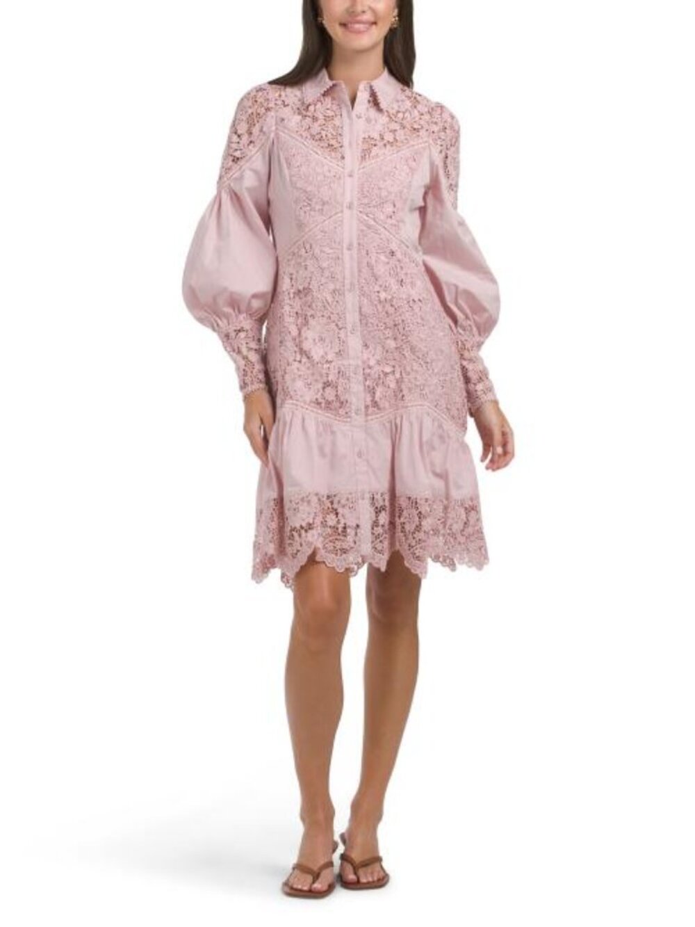 MARCHESA ROSA Lace Guipure Mini Dress